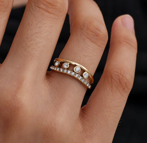 De Amélie double Pavé ring