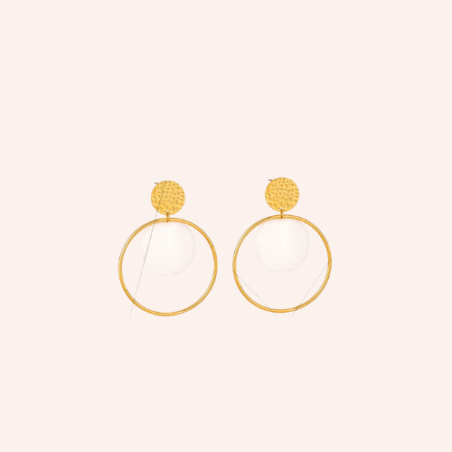 De gold marble rosy oorbellen